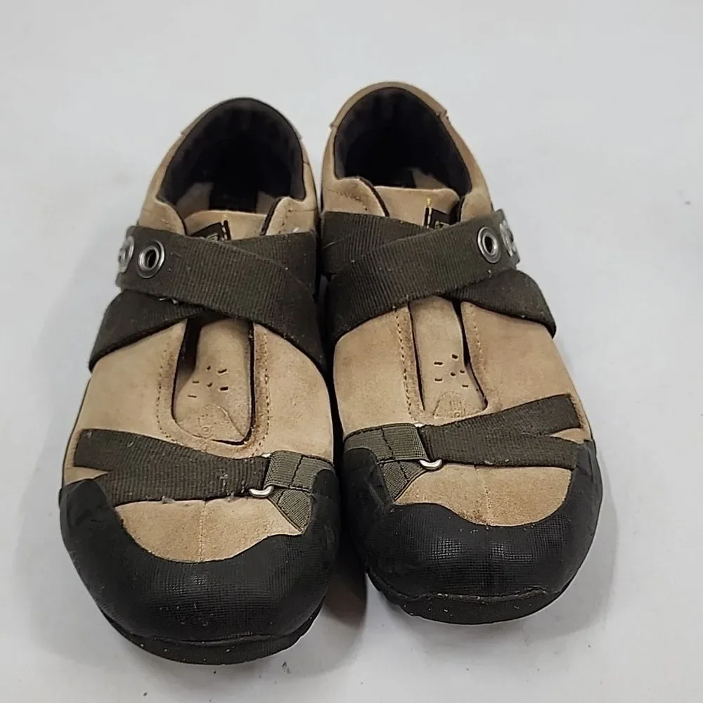 TEVA Ryley 6054 Cross Strap Hiking Trail Brown Suede Shoes Snap Slip On 8